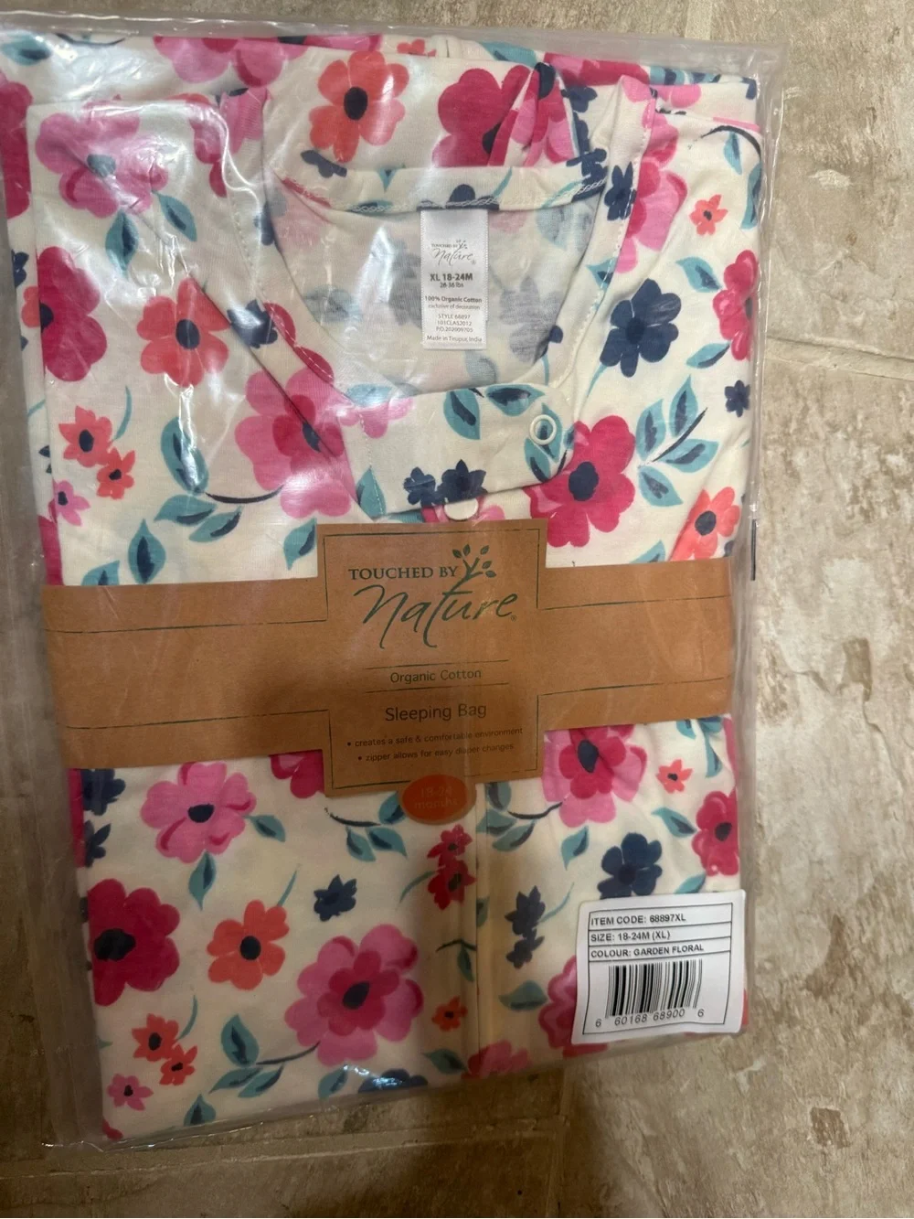 Touched by Nature Organic Cotton Sleeveless Wearable Sleeping Bag, Garden Floral